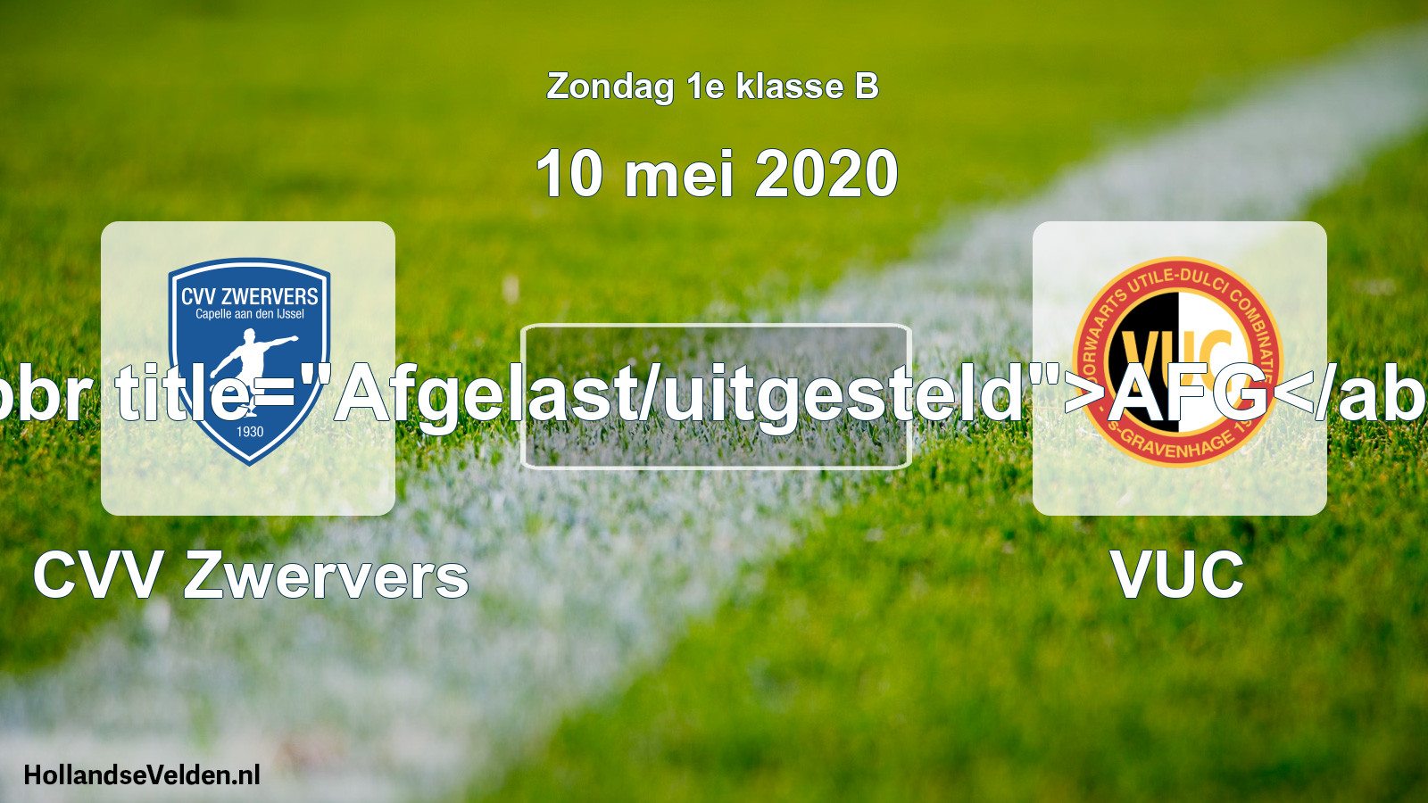 Scheduled Match: CVV Zwervers - VUC (10 May 2020)