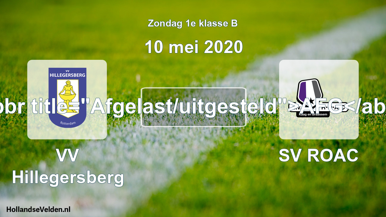 Scheduled Match: VV Hillegersberg - SV ROAC (10 May 2020)
