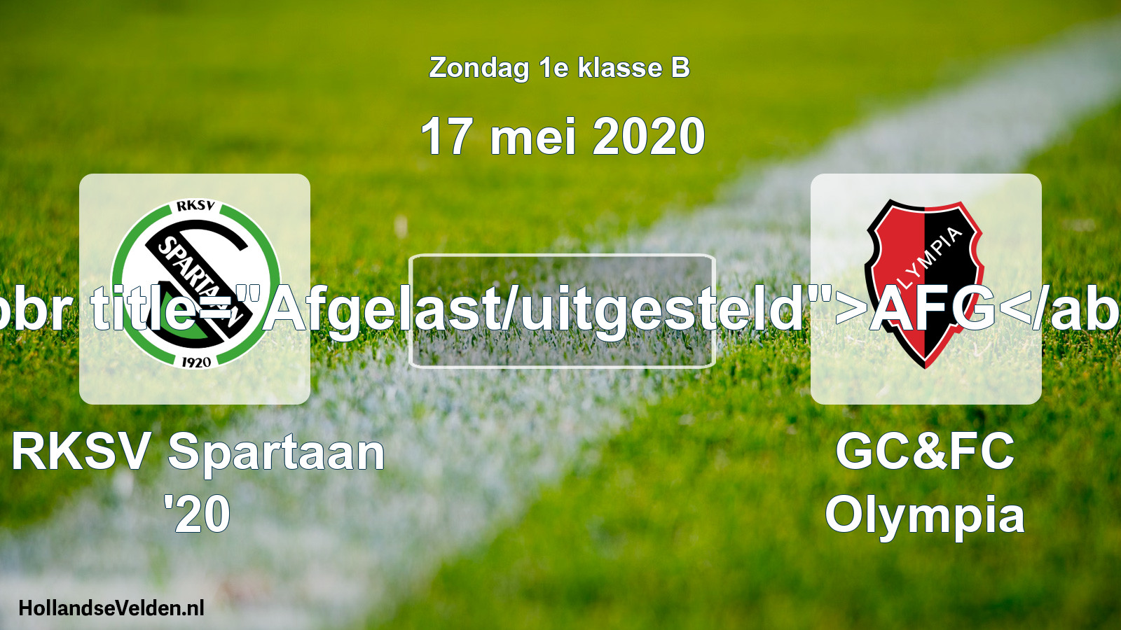 Scheduled Match: RKSV Spartaan '20 - GC&FC Olympia (17 May 2020)