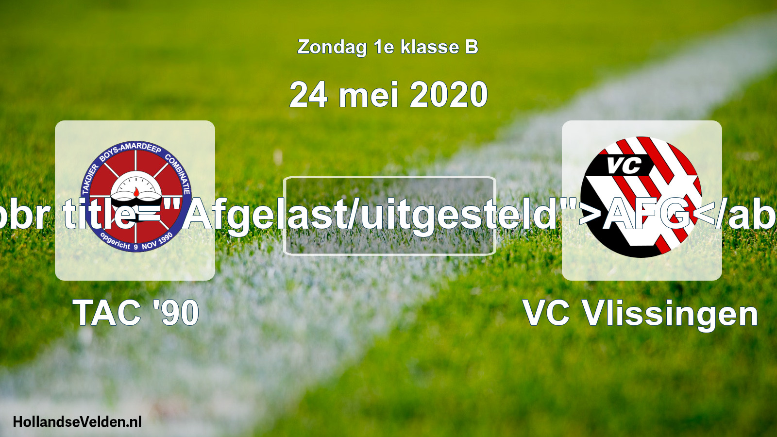 Scheduled Match: TAC '90 - VC Vlissingen (24 May 2020)