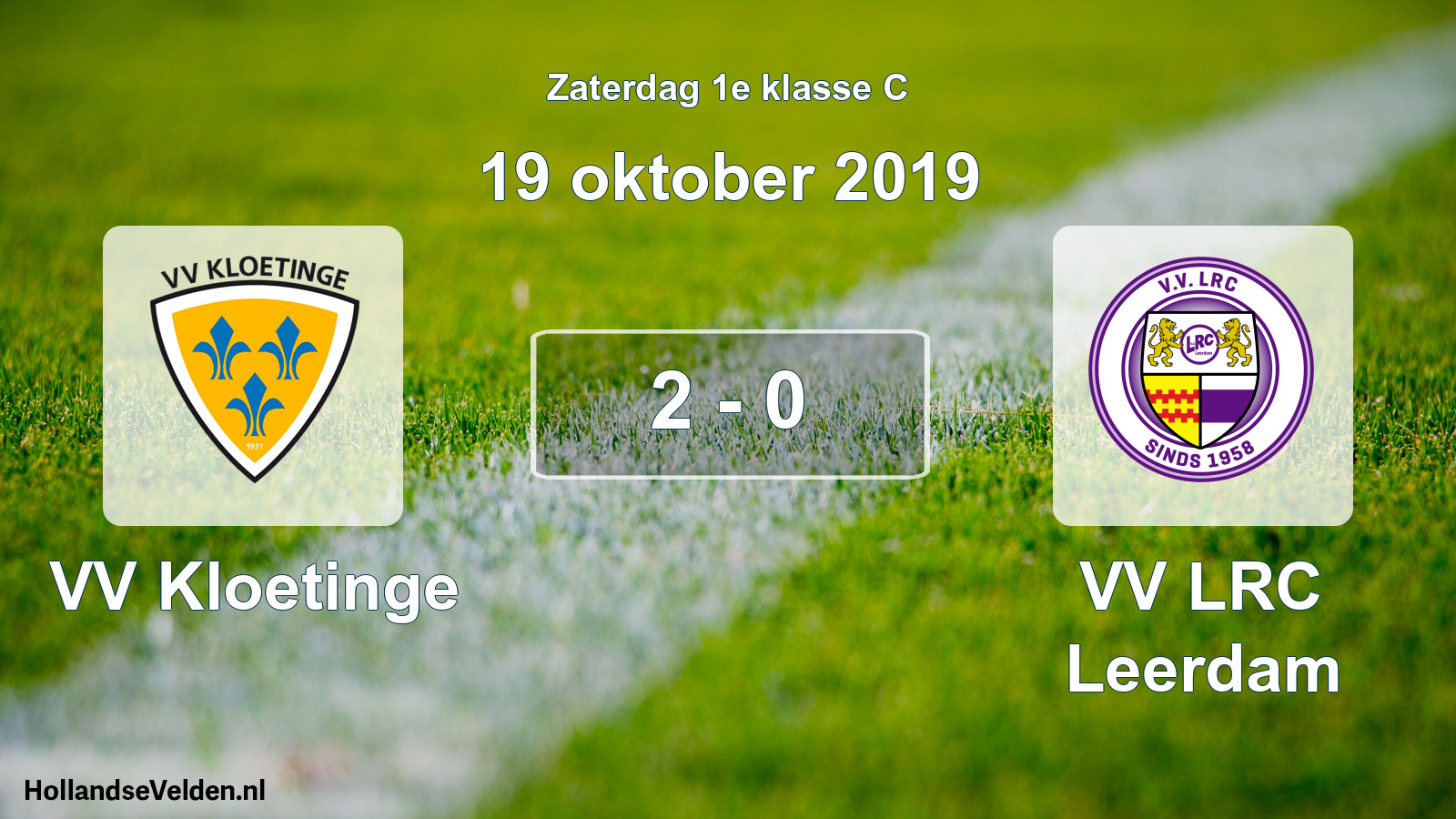 Total number of matches played: VV Kloetinge - VV LRC Leerdam 2 - 0 (19 October 2019)