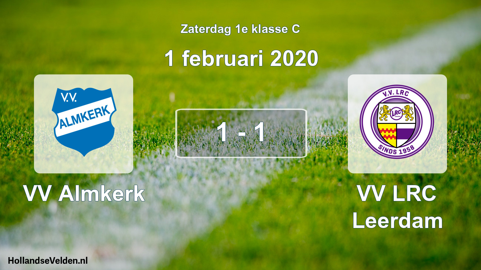 Total number of matches played: VV Almkerk - VV LRC Leerdam 1 - 1 (1 February 2020)