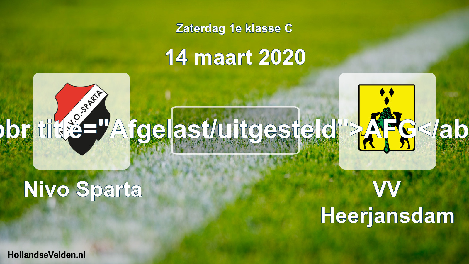 Scheduled Match: Nivo Sparta - VV Heerjansdam (14 March 2020)