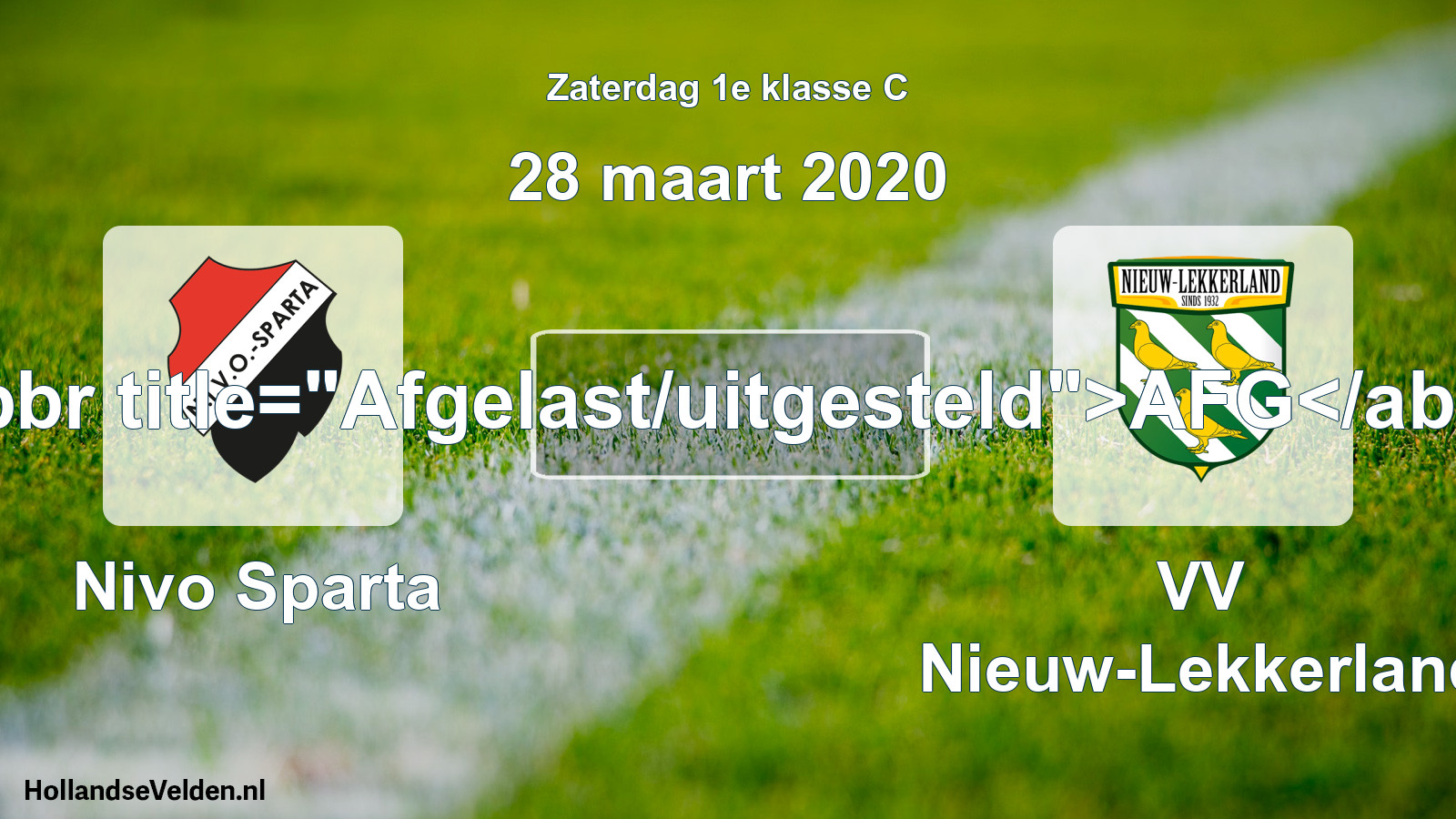 Scheduled Match: Nivo Sparta - VV Nieuw-Lekkerland (28 March 2020)