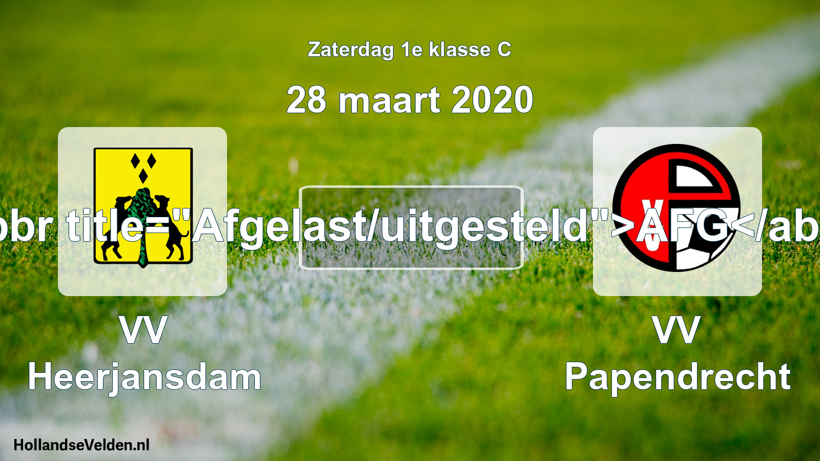 Scheduled Match: VV Heerjansdam - VV Papendrecht (28 March 2020)