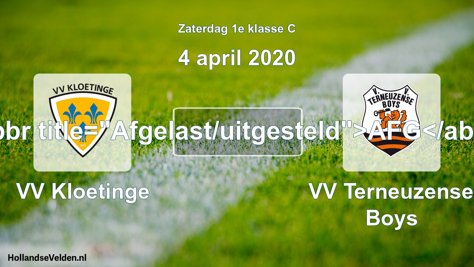 Scheduled Match: VV Kloetinge - VV Terneuzense Boys (4 April 2020)