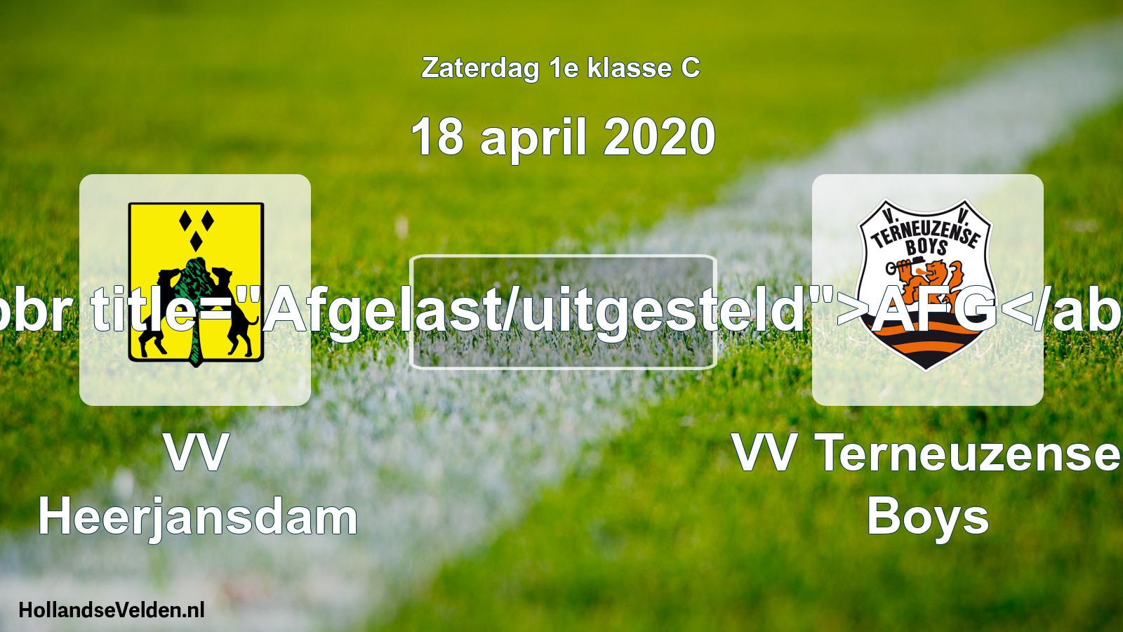 Scheduled Match: VV Heerjansdam - VV Terneuzense Boys (18 April 2020)