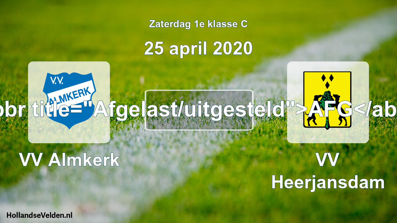 Scheduled Match: VV Almkerk - VV Heerjansdam (25 April 2020)