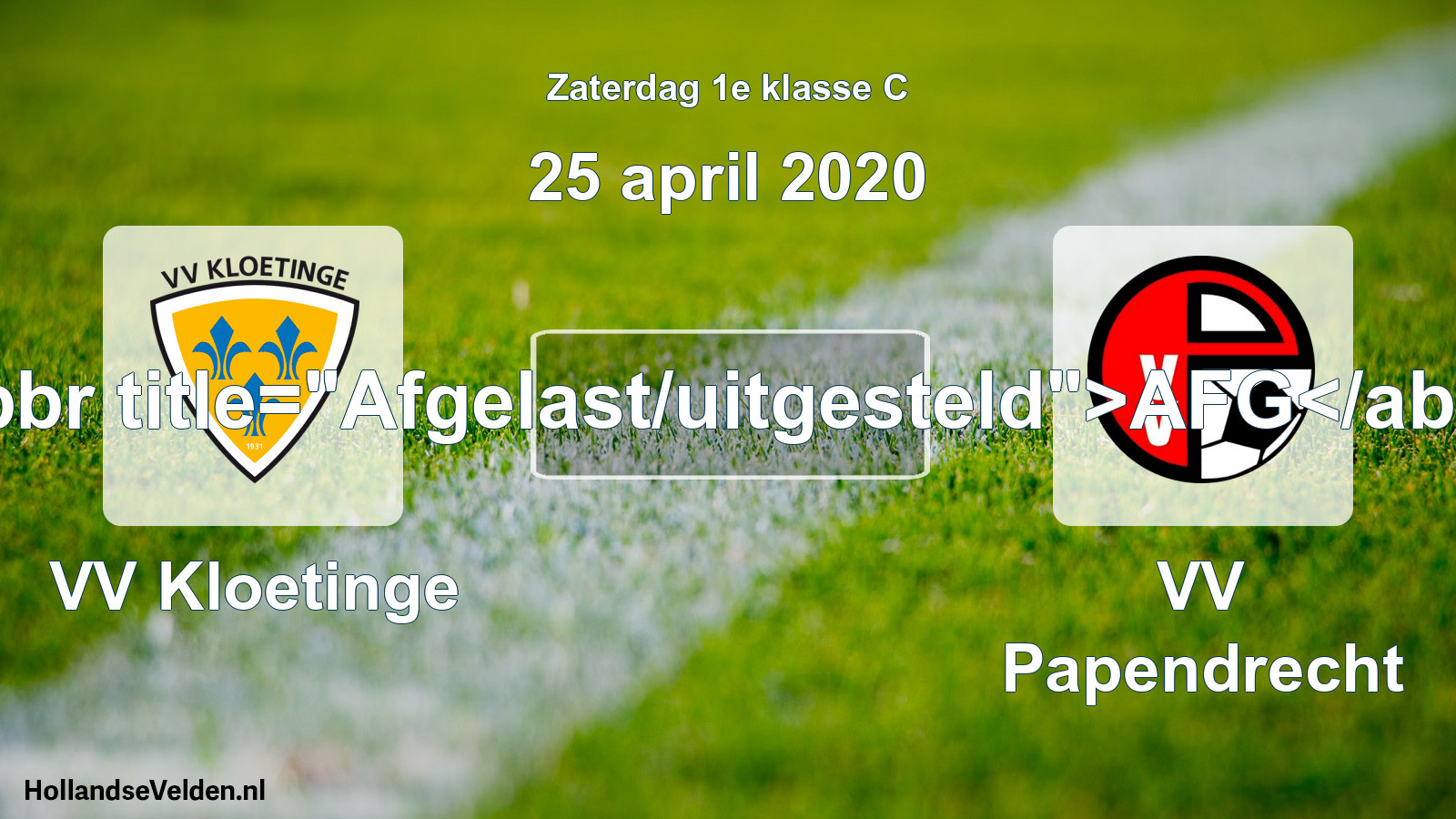 Scheduled Match: VV Kloetinge - VV Papendrecht (25 April 2020)
