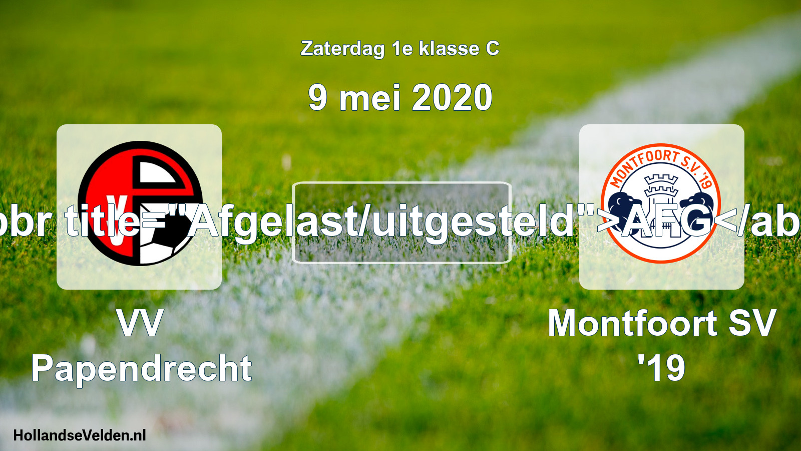 Scheduled Match: VV Papendrecht - Montfoort SV '19 (9 May 2020)
