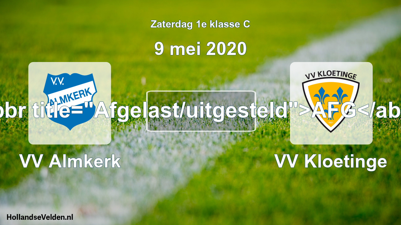 Scheduled Match: VV Almkerk - VV Kloetinge (9 May 2020)