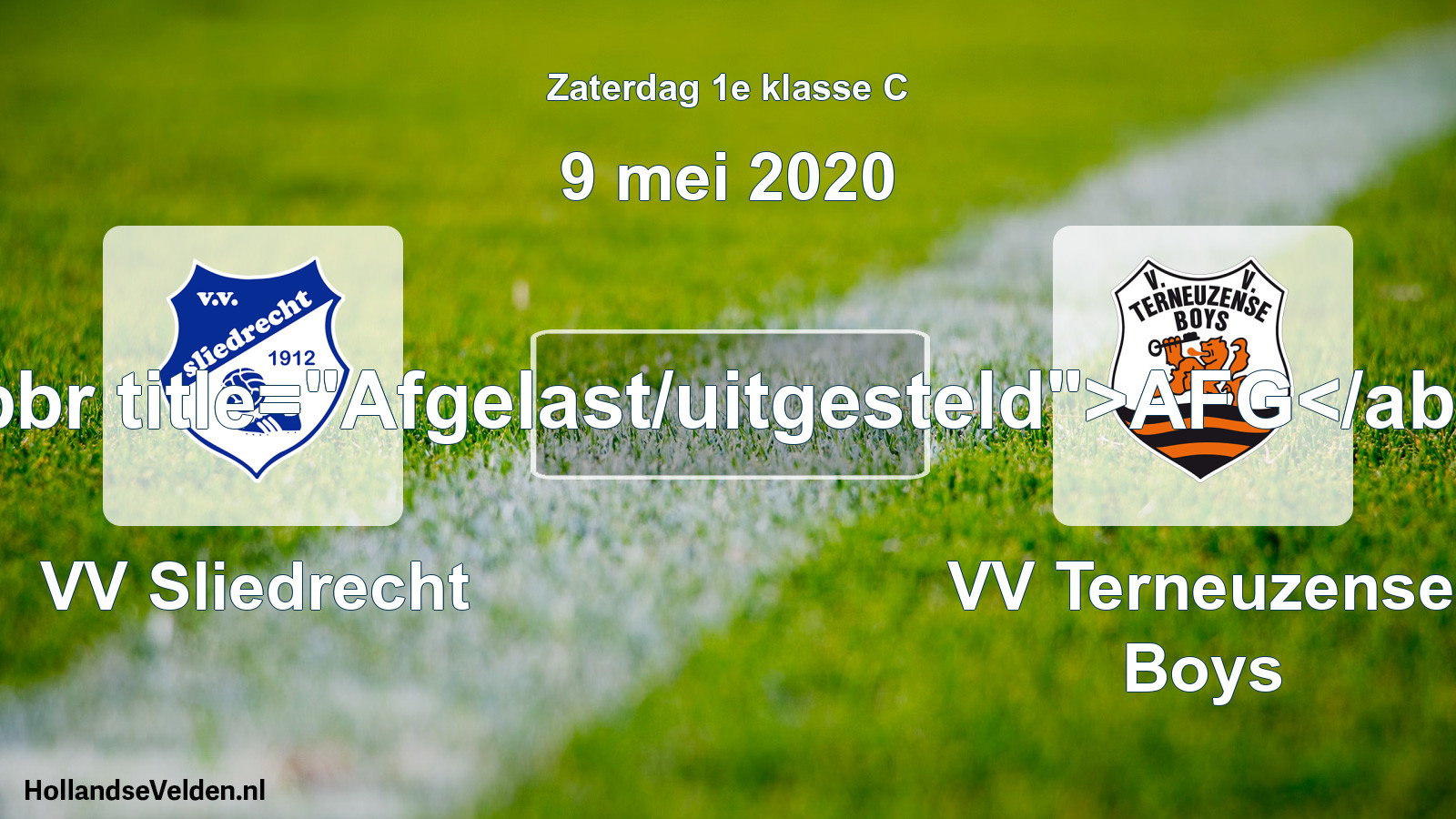 Scheduled Match: VV Sliedrecht - VV Terneuzense Boys (9 May 2020)