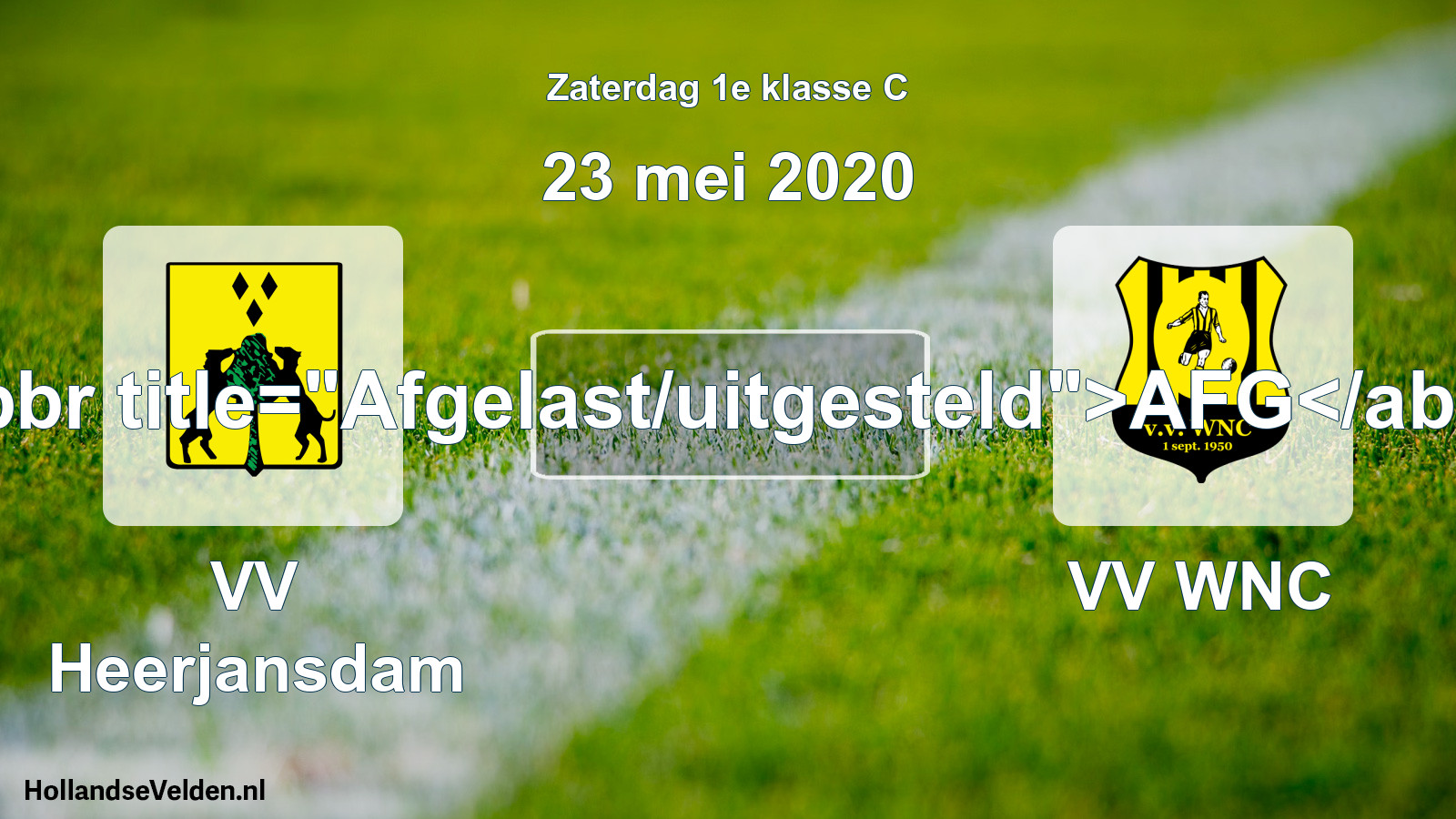 Scheduled Match: VV Heerjansdam - VV WNC (23 May 2020)