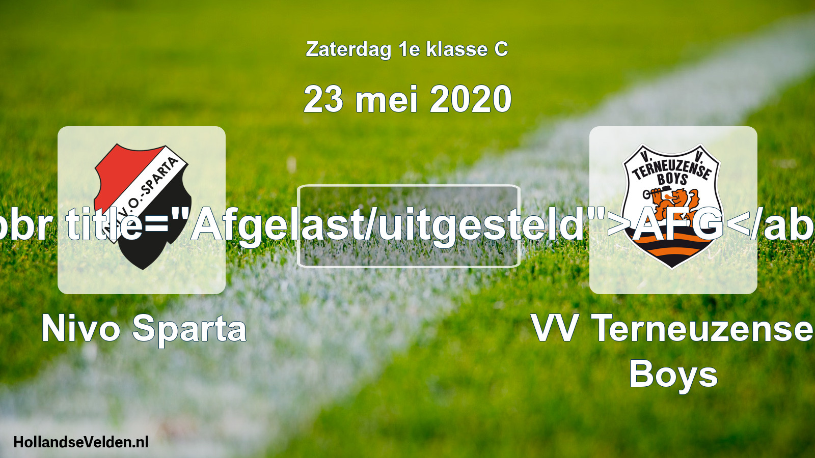 Scheduled Match: Nivo Sparta - VV Terneuzense Boys (23 May 2020)