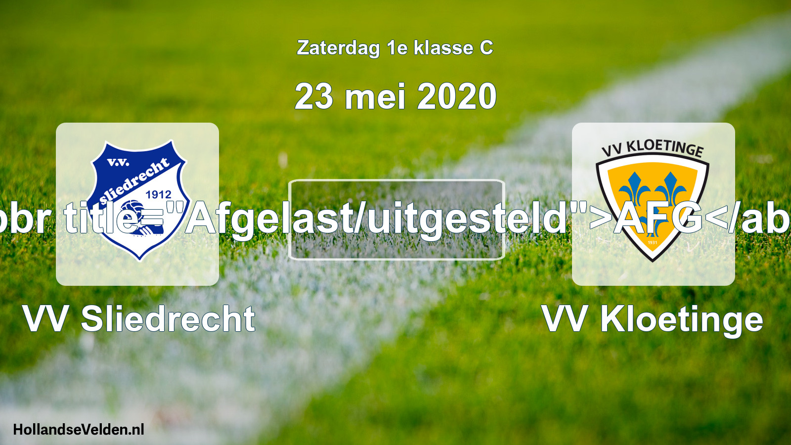 Scheduled Match: VV Sliedrecht - VV Kloetinge (23 May 2020)