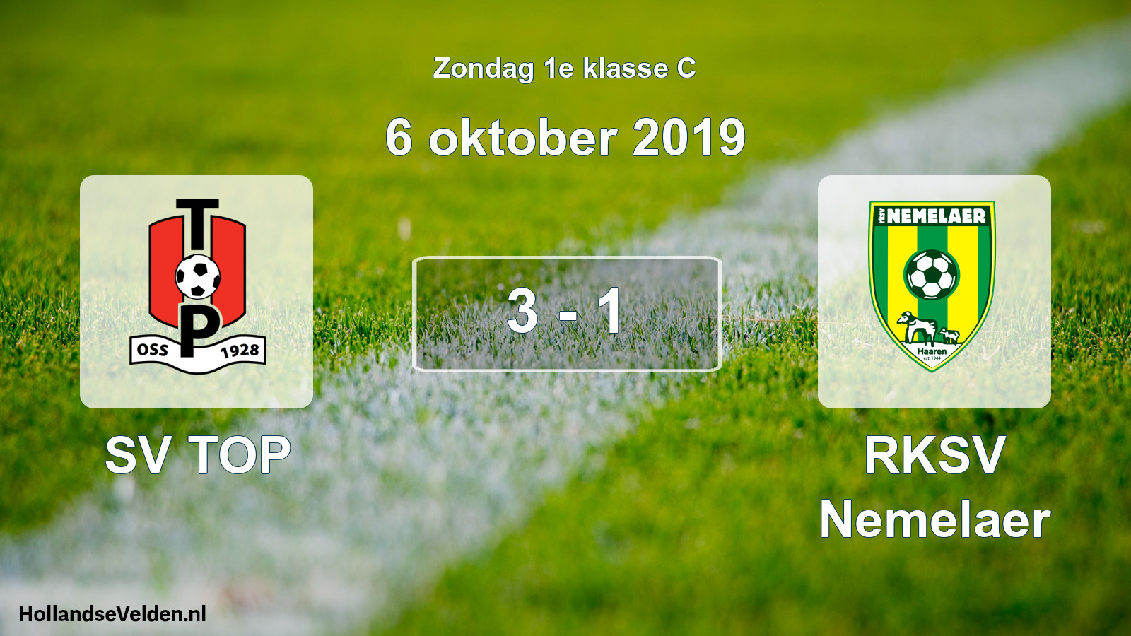 Total number of matches played: SV TOP - RKSV Nemelaer 3 - 1 (6 October 2019)