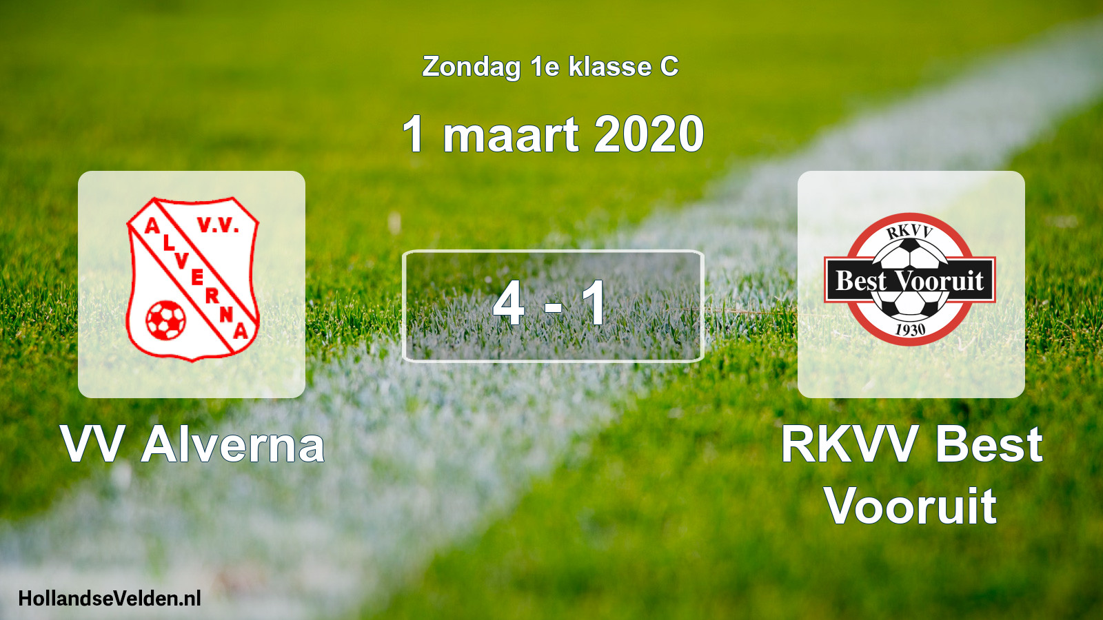 Total number of matches played: VV Alverna - RKVV Best Vooruit 4 - 1 (1 March 2020)
