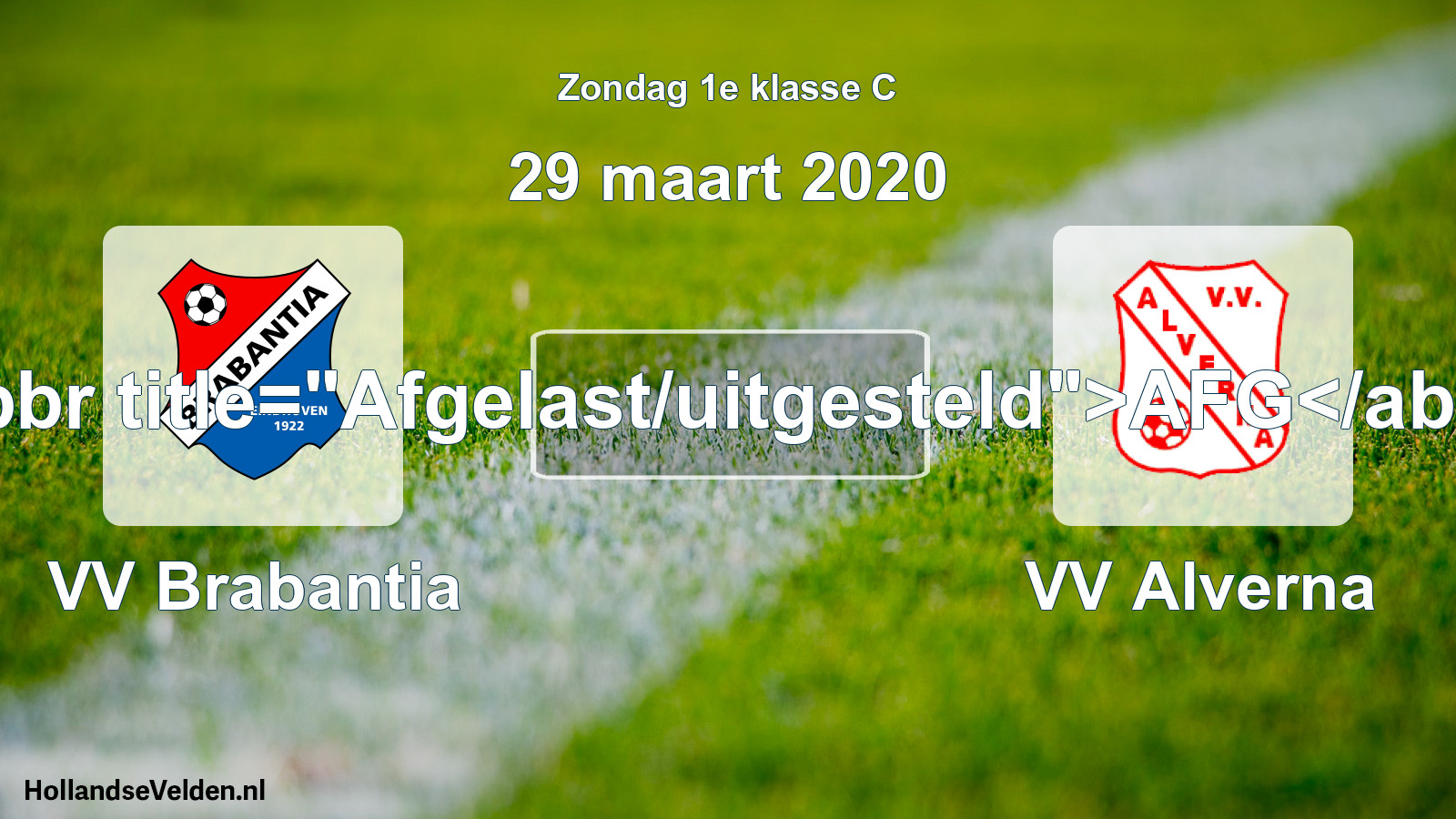 Scheduled Match: VV Brabantia - VV Alverna (29 March 2020)
