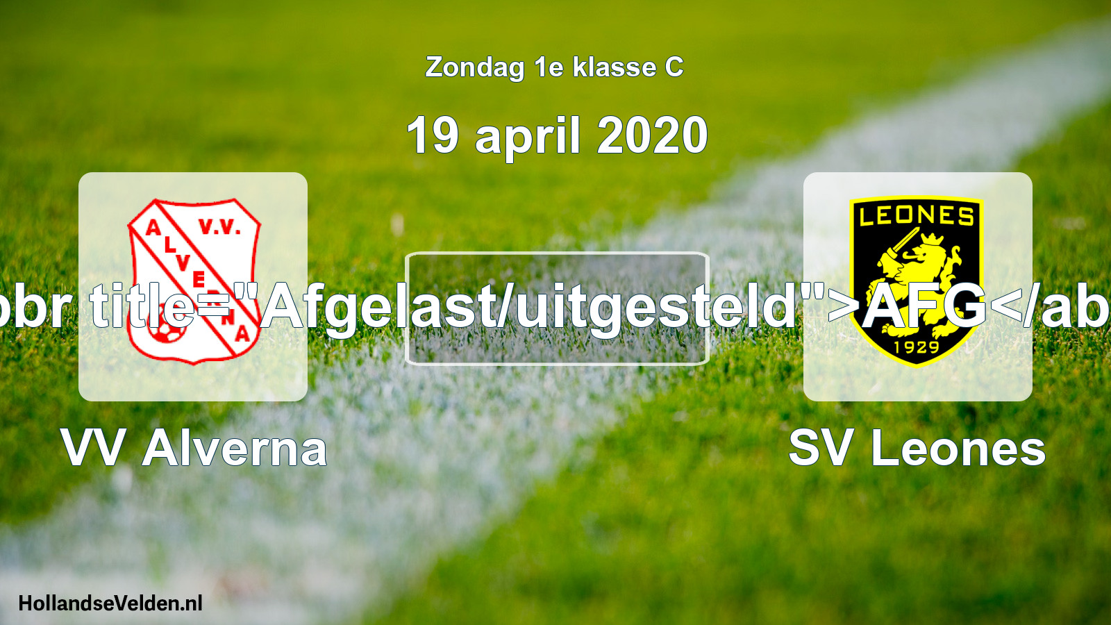 Scheduled Match: VV Alverna - SV Leones (19 April 2020)