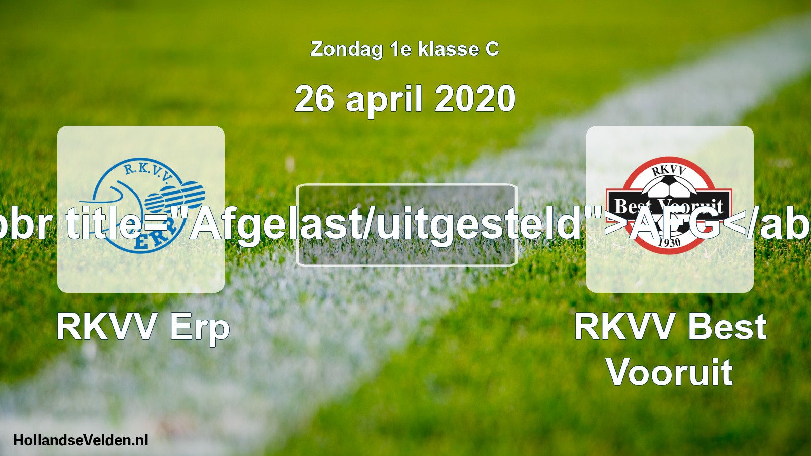 Scheduled Match: RKVV Erp - RKVV Best Vooruit (26 April 2020)