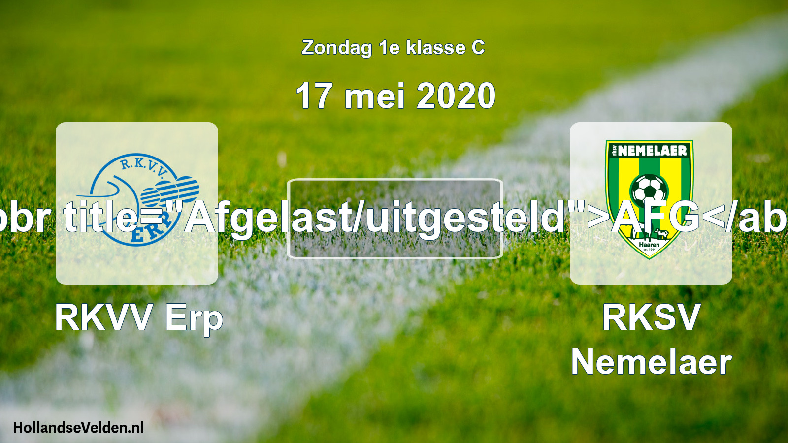 Scheduled Match: RKVV Erp - RKSV Nemelaer (17 May 2020)