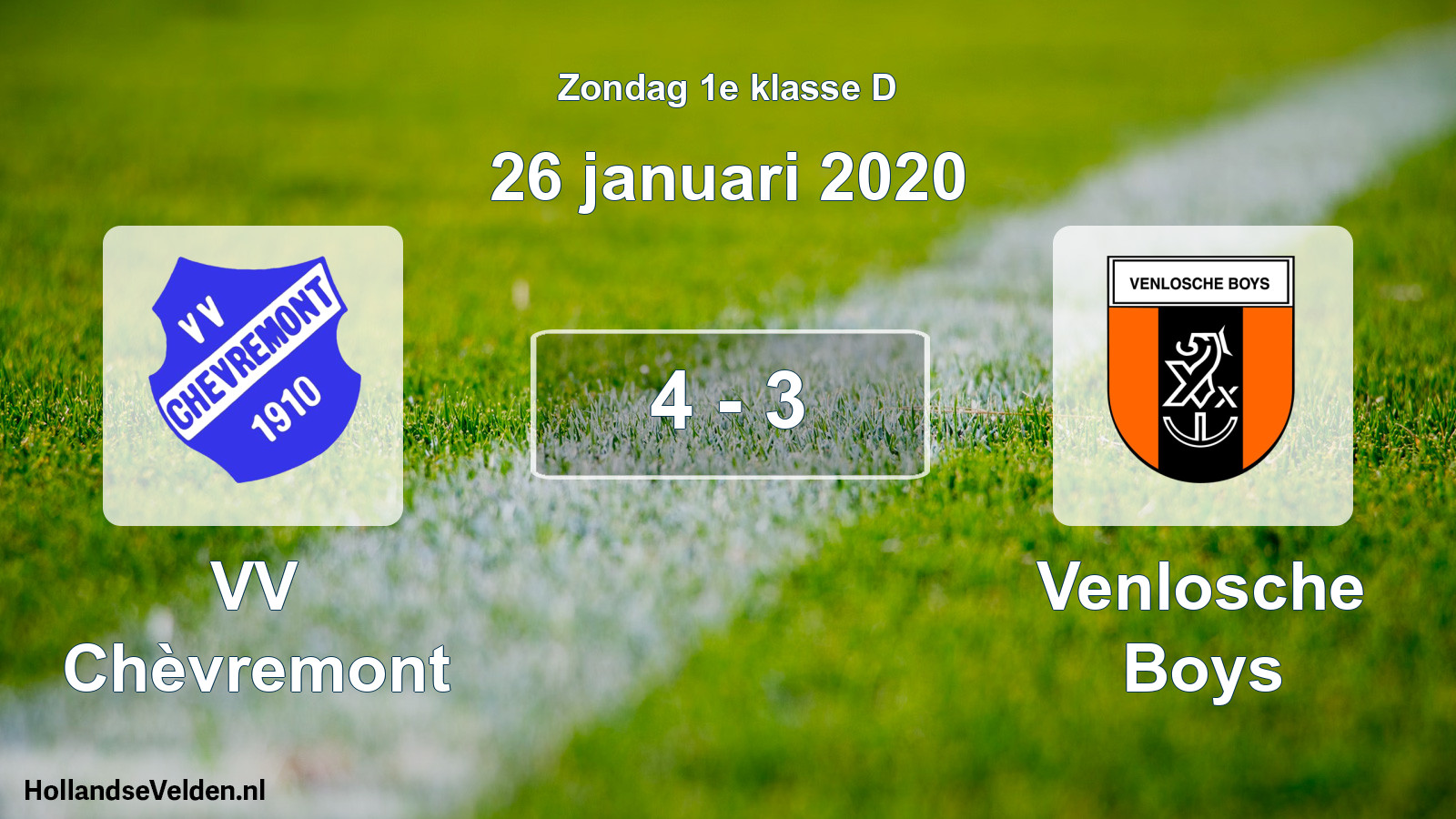 Total number of matches played: VV Chèvremont - Venlosche Boys 4 - 3 (26 January 2020)