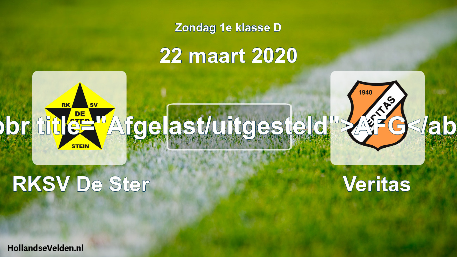 Scheduled Match: RKSV De Ster - Veritas (22 March 2020)