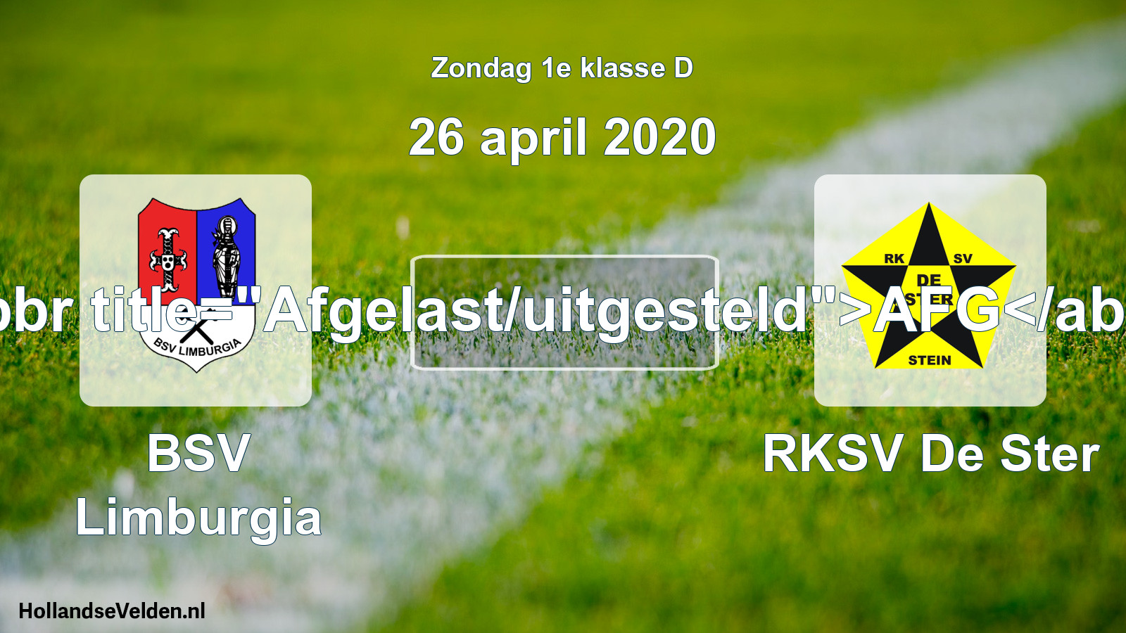 Scheduled Match: BSV Limburgia - RKSV De Ster (26 April 2020)
