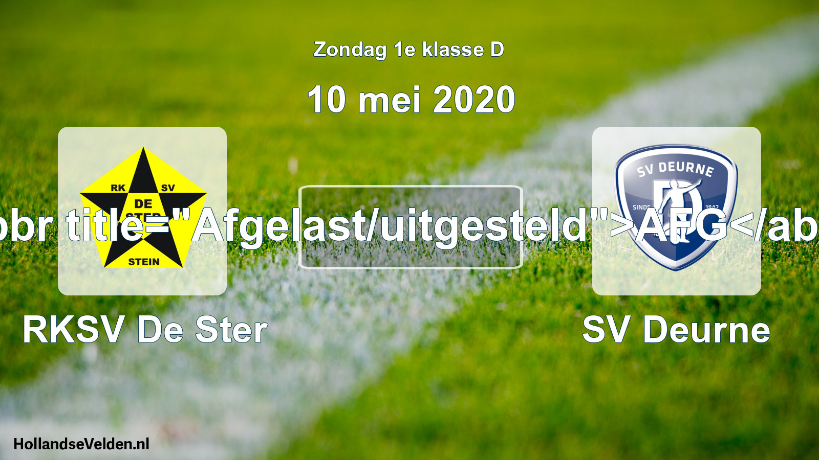 Scheduled Match: RKSV De Ster - SV Deurne (10 May 2020)