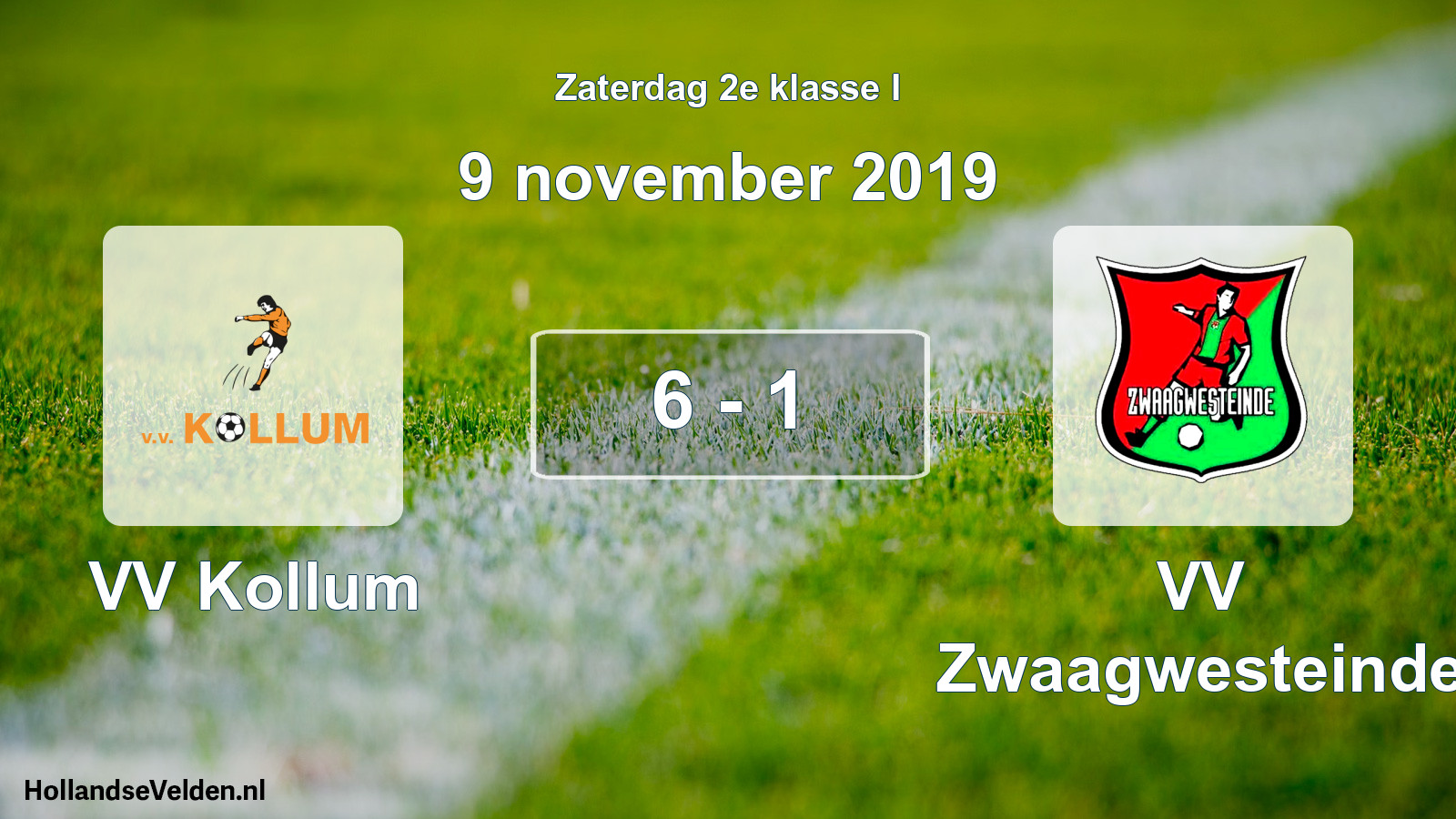 Total number of matches played: VV Kollum - VV Zwaagwesteinde 6 - 1 (9 November 2019)