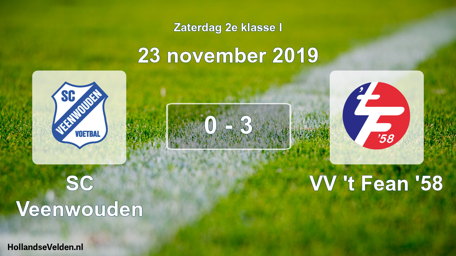 Total number of matches played: SC Veenwouden - VV 't Fean '58 0 - 3 (23 November 2019)