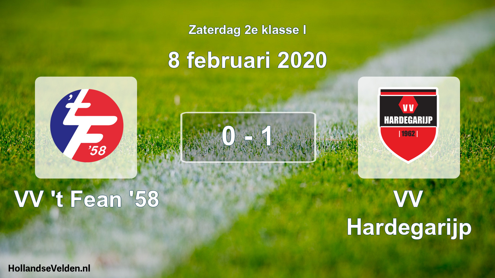 Total number of matches played: VV 't Fean '58 - VV Hardegarijp 0 - 1 (8 February 2020)