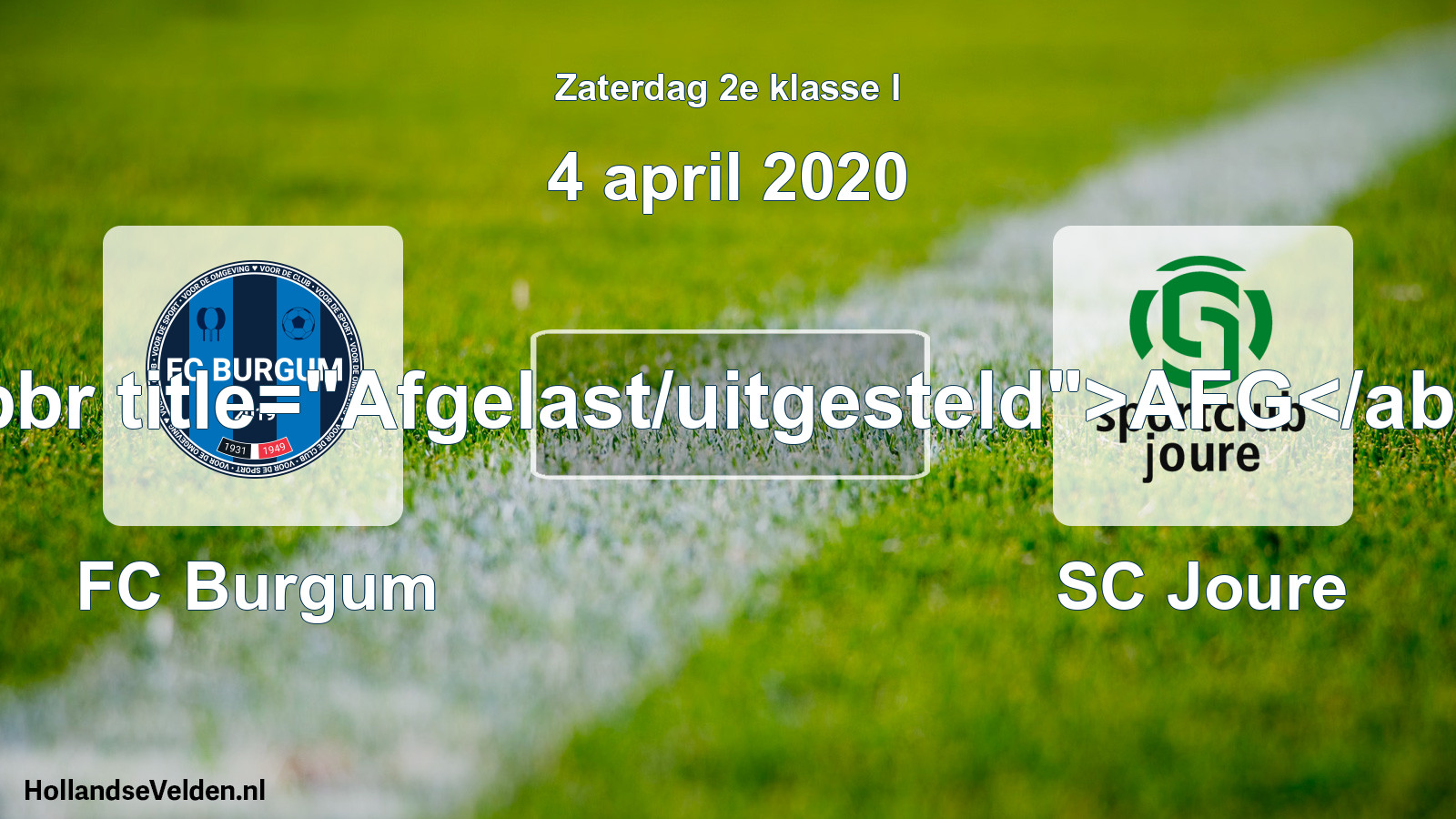 Scheduled Match: FC Burgum - SC Joure (4 April 2020)