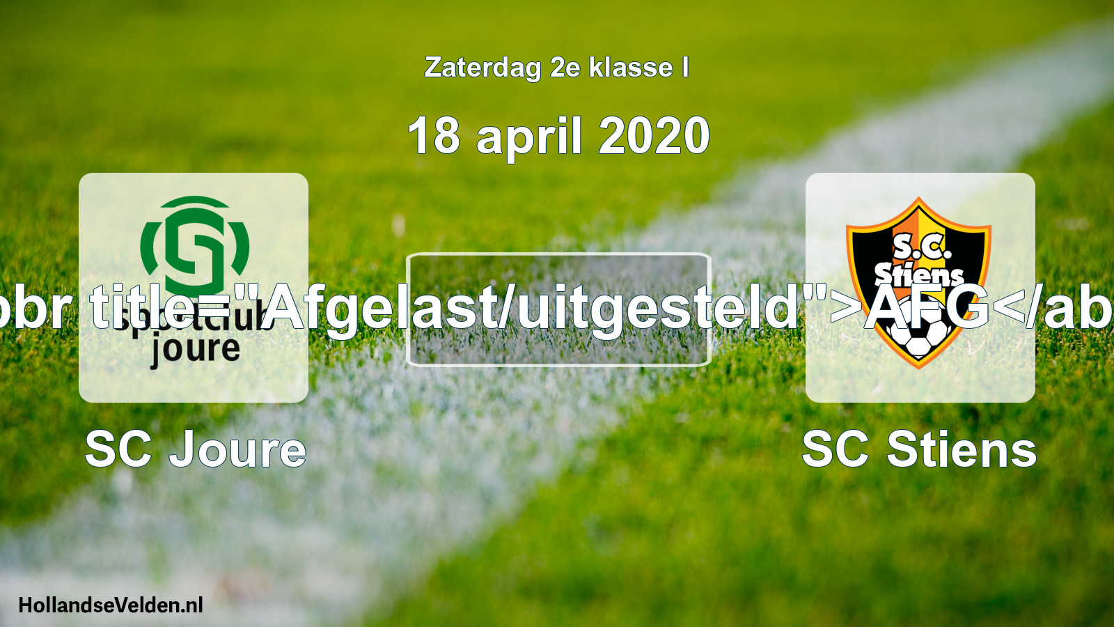 Scheduled Match: SC Joure - SC Stiens (18 April 2020)