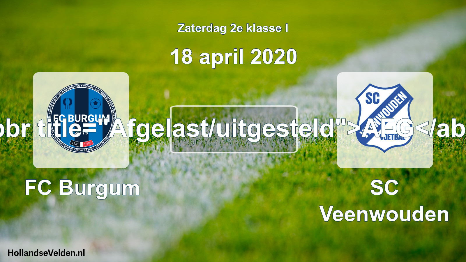Scheduled Match: FC Burgum - SC Veenwouden (18 April 2020)