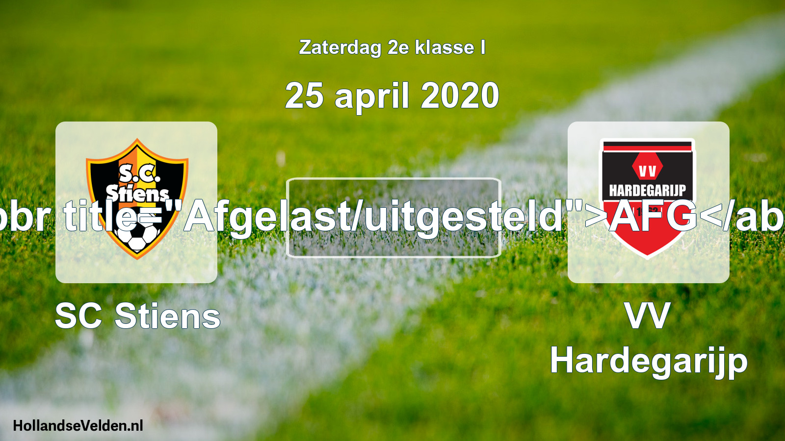 Scheduled Match: SC Stiens - VV Hardegarijp (25 April 2020)