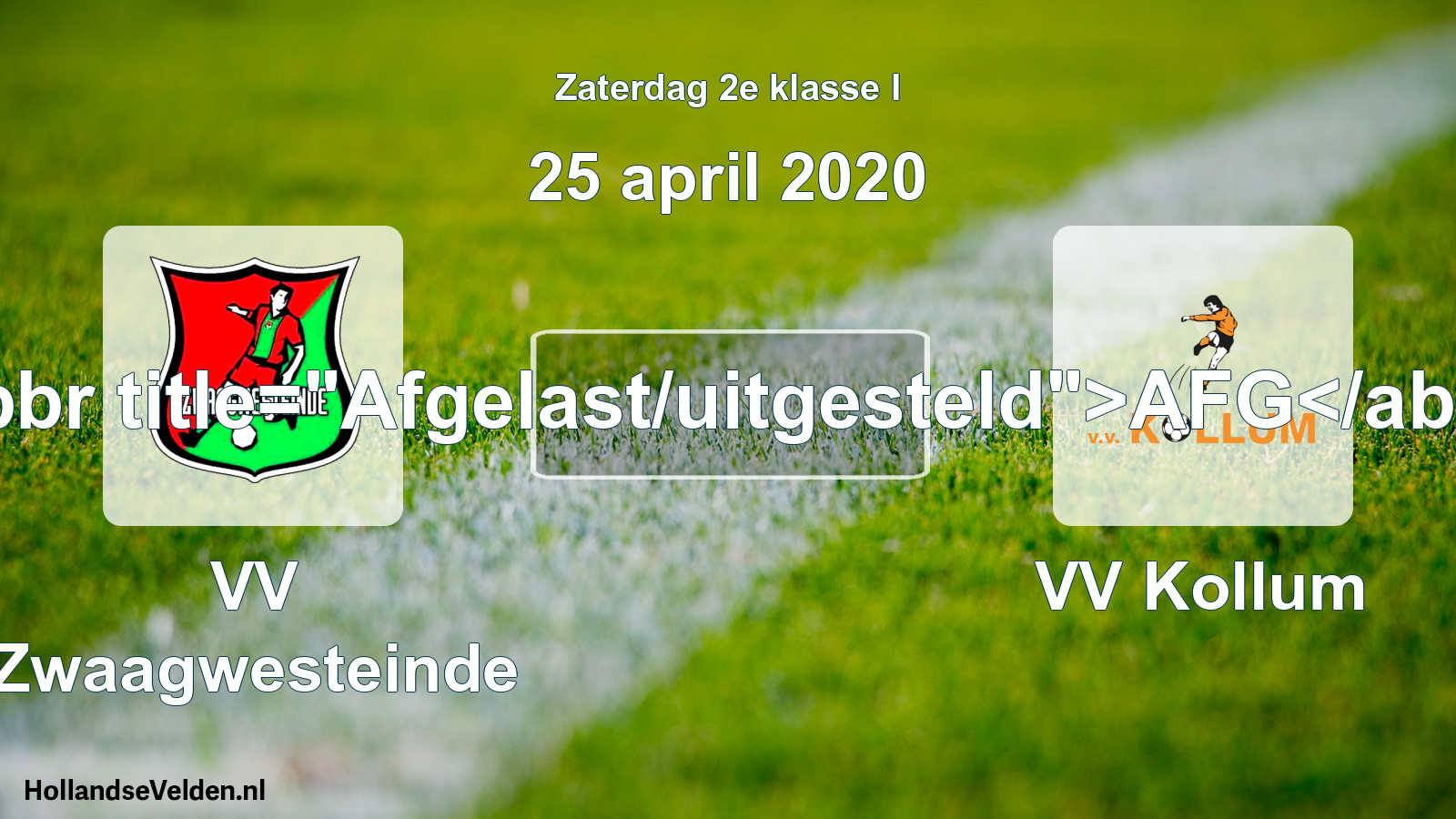 Scheduled Match: VV Zwaagwesteinde - VV Kollum (25 April 2020)