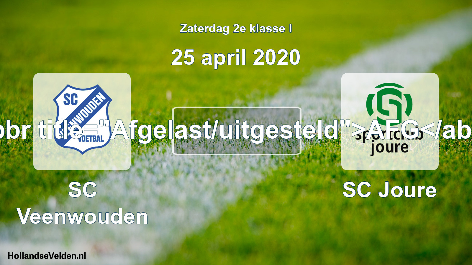 Scheduled Match: SC Veenwouden - SC Joure (25 April 2020)