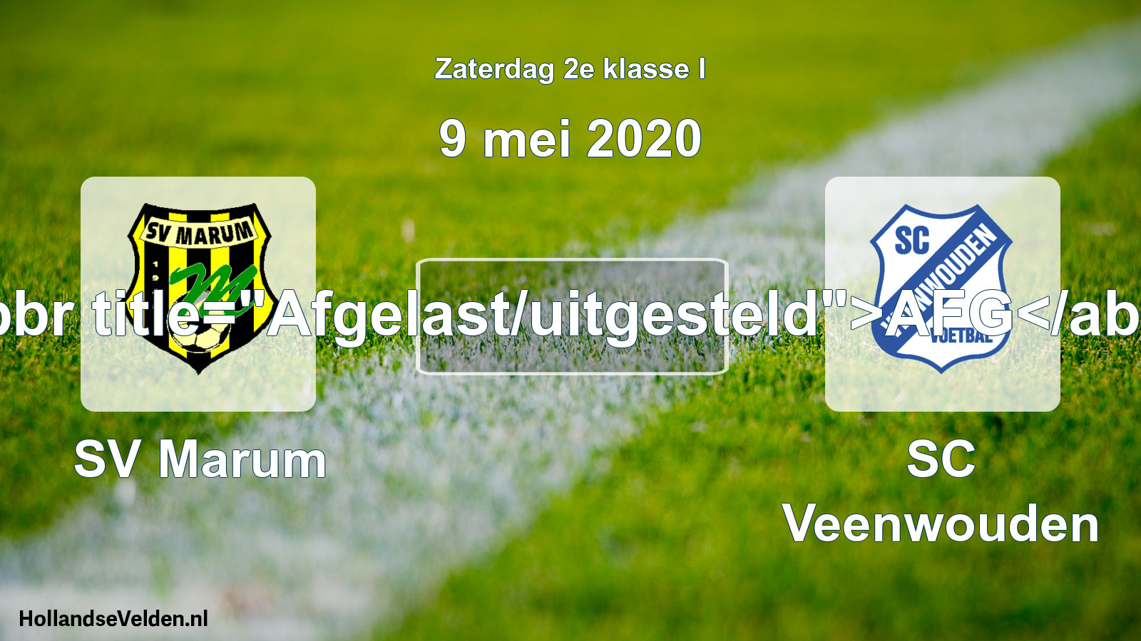 Scheduled Match: SV Marum - SC Veenwouden (9 May 2020)