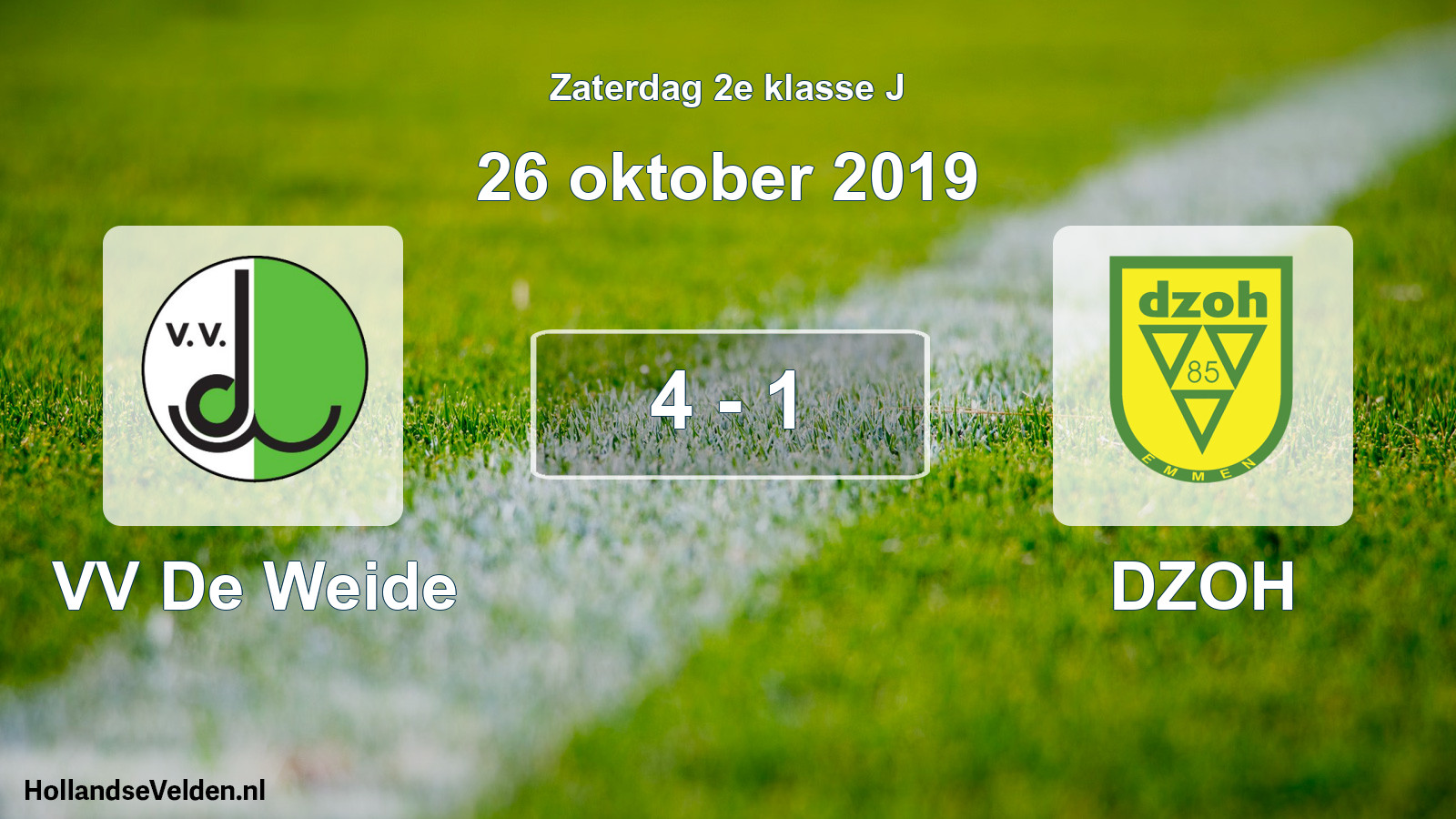 Total number of matches played: VV De Weide - DZOH 4 - 1 (26 October 2019)