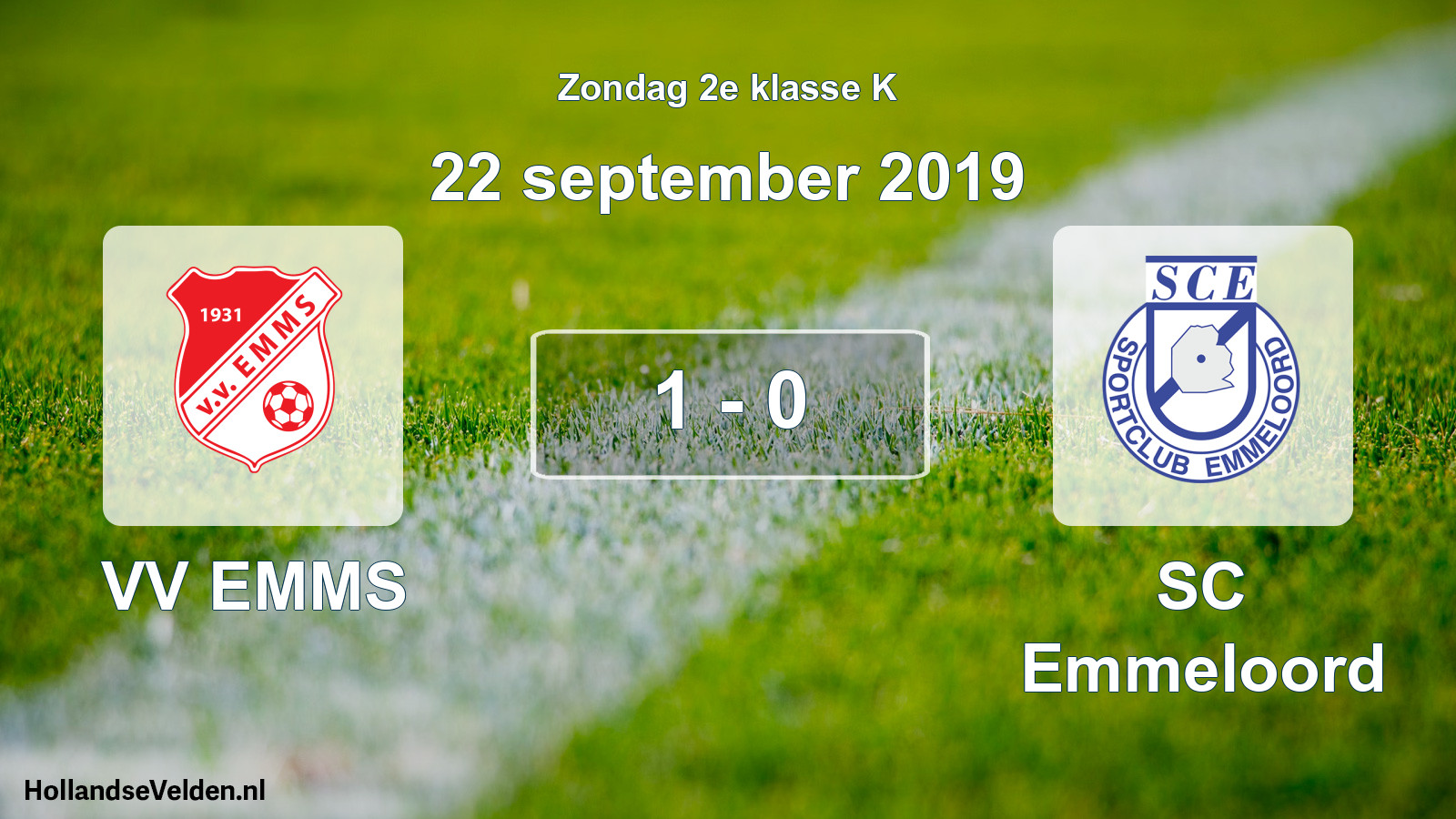 Total number of matches played: VV EMMS - SC Emmeloord 1 - 0 (22 September 2019)