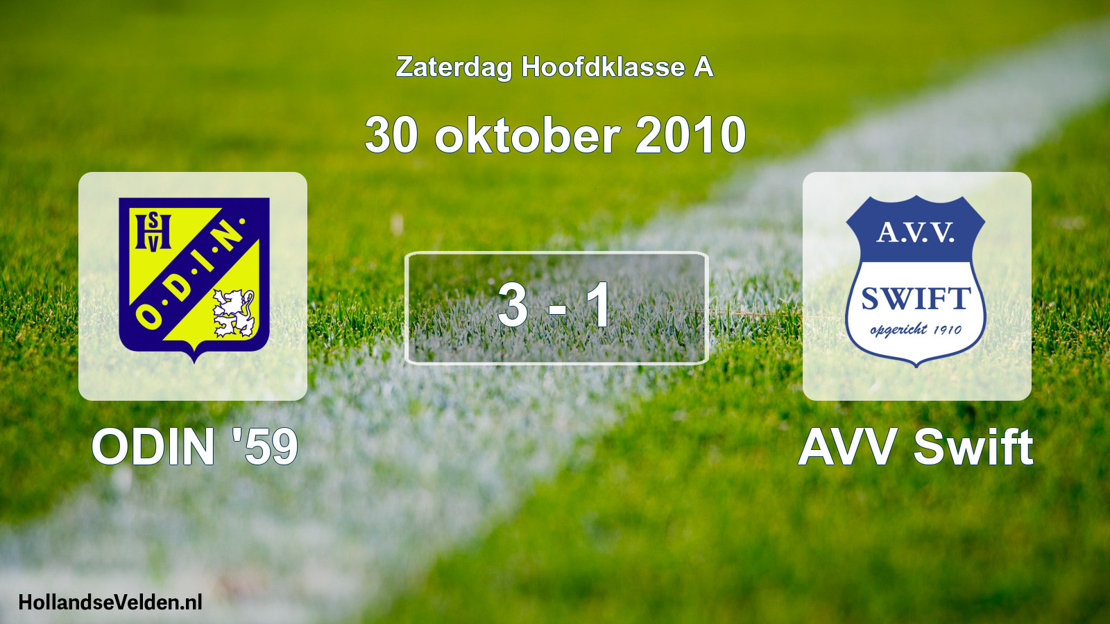 Gespeelde wedstrijd: ODIN '59 - AVV Swift 3 - 1 (30 oktober 2010)