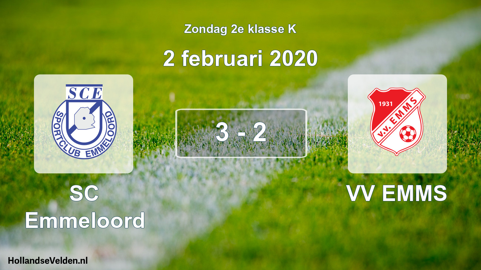 Total number of matches played: SC Emmeloord - VV EMMS 3 - 2 (2 February 2020)
