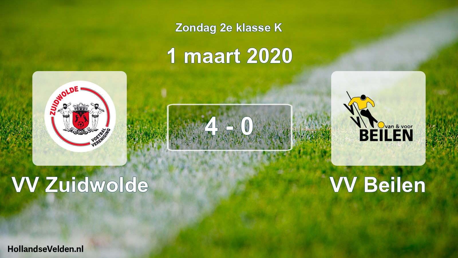 Total number of matches played: VV Zuidwolde - VV Beilen 4 - 0 (1 March 2020)
