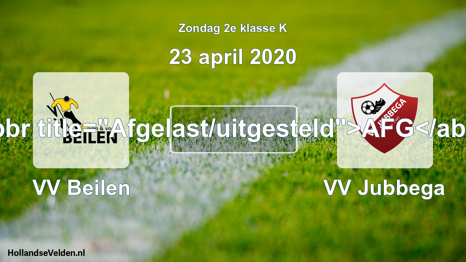 Scheduled Match: VV Beilen - VV Jubbega (23 April 2020)