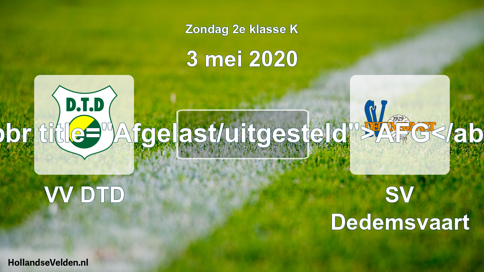 Scheduled Match: VV DTD - SV Dedemsvaart (3 May 2020)