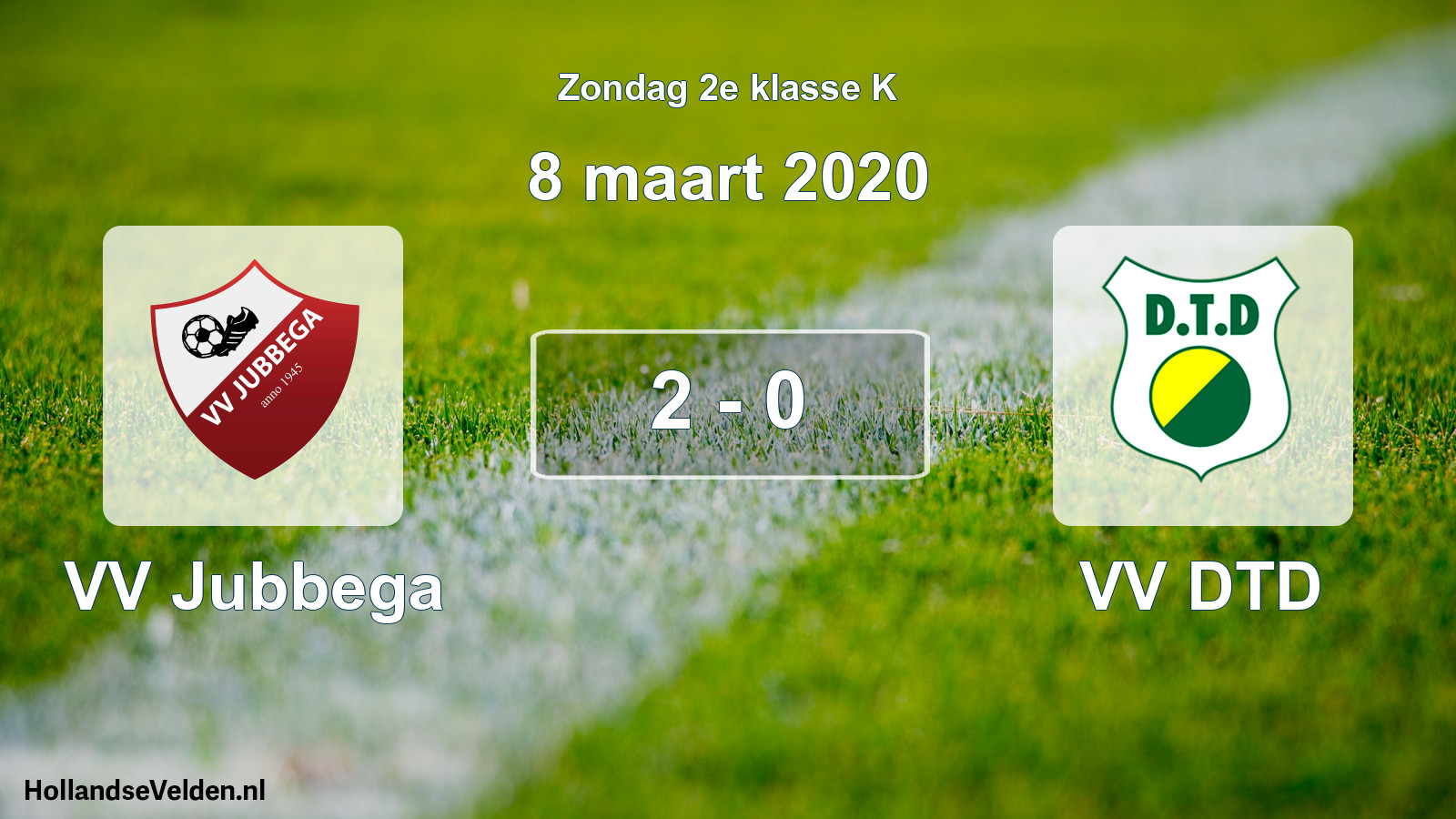 Total number of matches played: VV Jubbega - VV DTD 2 - 0 (8 March 2020)