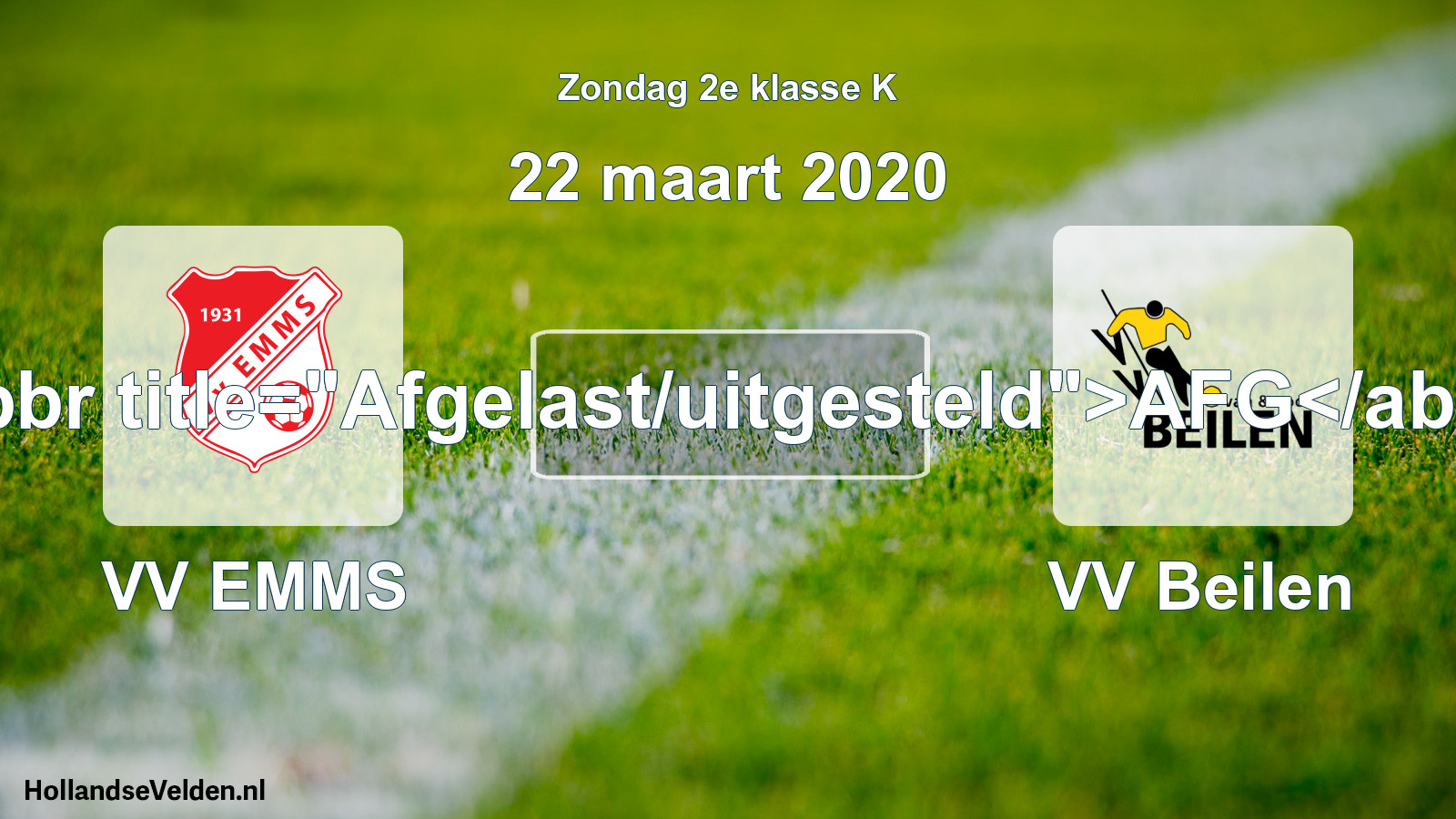 Scheduled Match: VV EMMS - VV Beilen (22 March 2020)