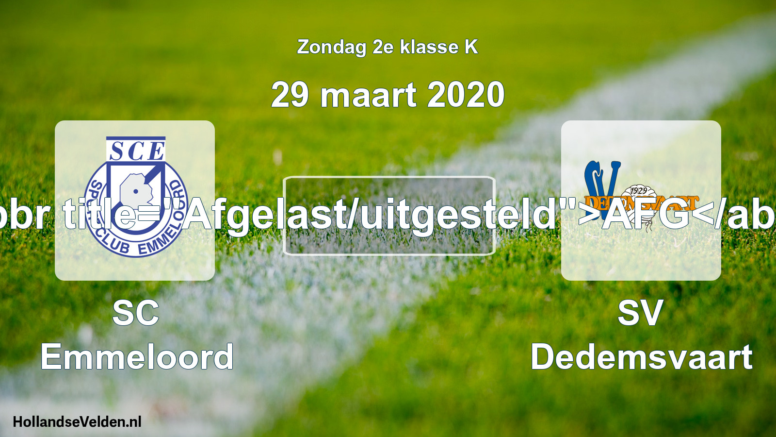 Scheduled Match: SC Emmeloord - SV Dedemsvaart (29 March 2020)