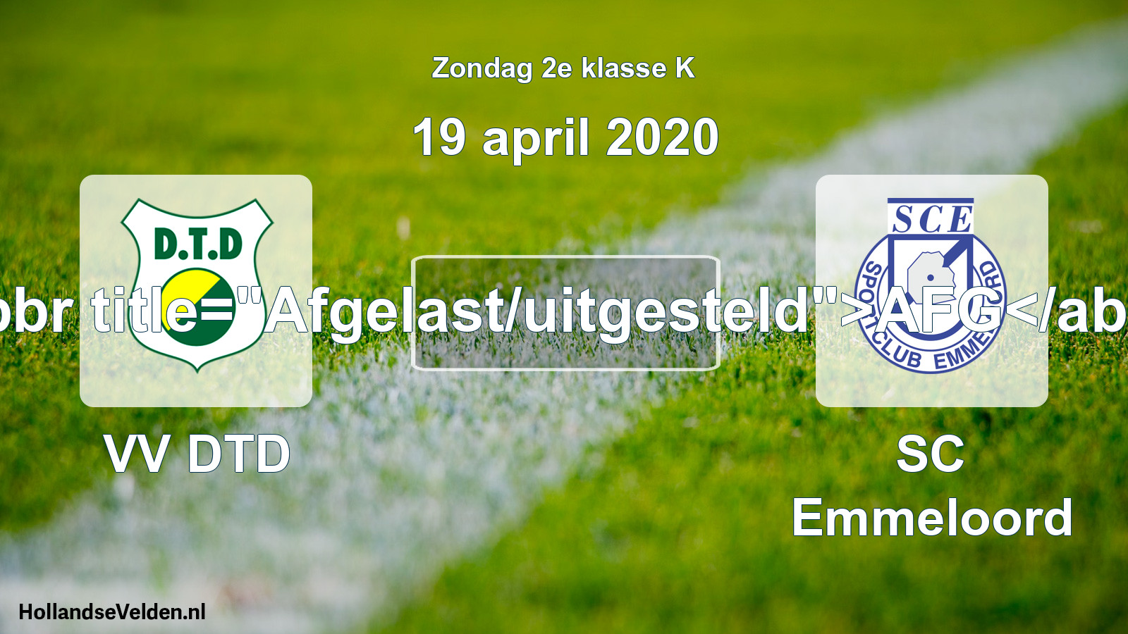 Scheduled Match: VV DTD - SC Emmeloord (19 April 2020)